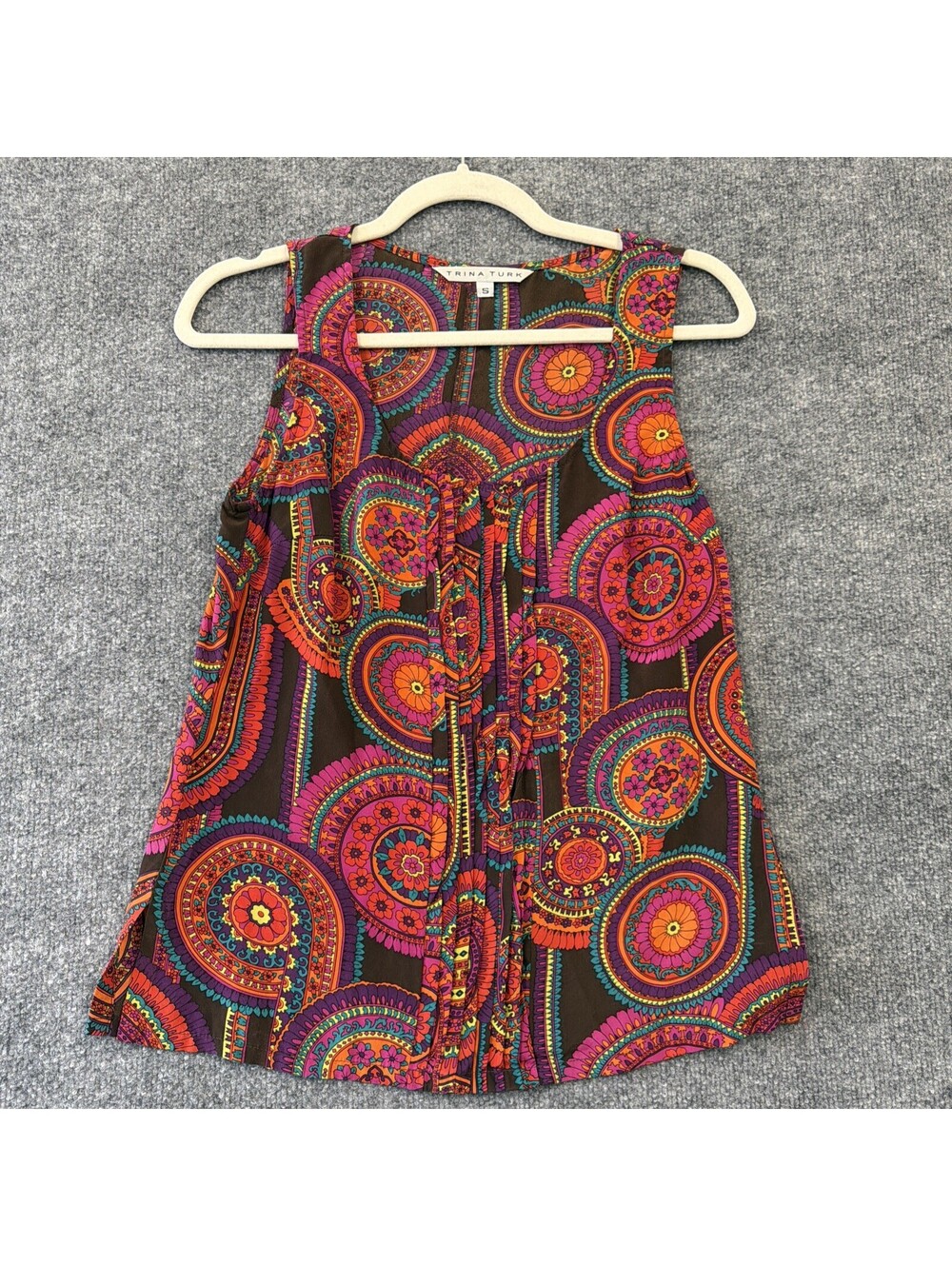 Trina Turk Los Angeles Silk Top Size S Large Made In USA